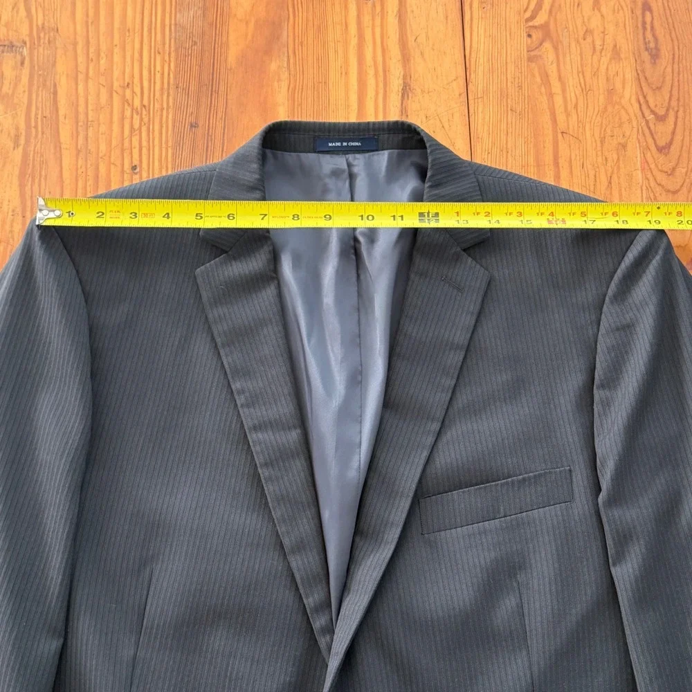 Ralph Ralph Lauren Mens 46R Wool‎ Pinstripe Blazer Jacket Black Dillard's Gray